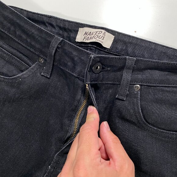 Naked & Famous SuperSkinnyGuy Black Denim Jeans men's size 31x27 - Picture 3 of 9